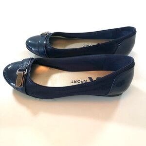 Anne Klein Able Ballet Flats Navy Blue, AK Sport Acacia Women’s 7.5 Comfortable